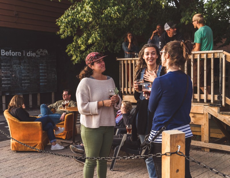Drinking at a pub
